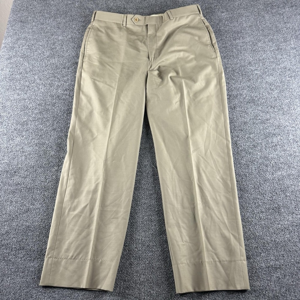 Brooks Brothers Pants Mens 36x29 Beige Wool Loro Piana Dress Flat Front Formal